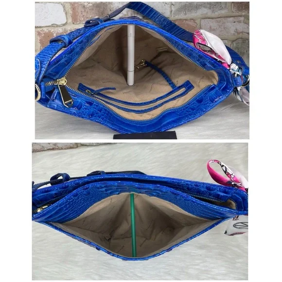 Brahmin Blue Croc-Embossed Shoulder Bag - Picture 14 of 14